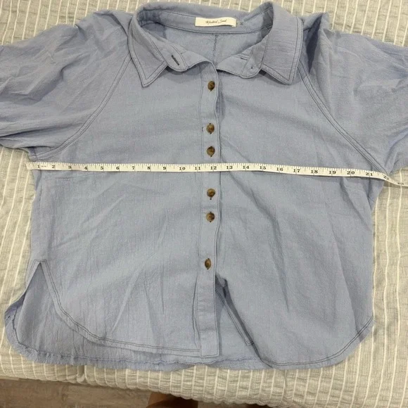 Mustard Seed Blue Button‎ Up Shirt Large - Picture 4 of 6